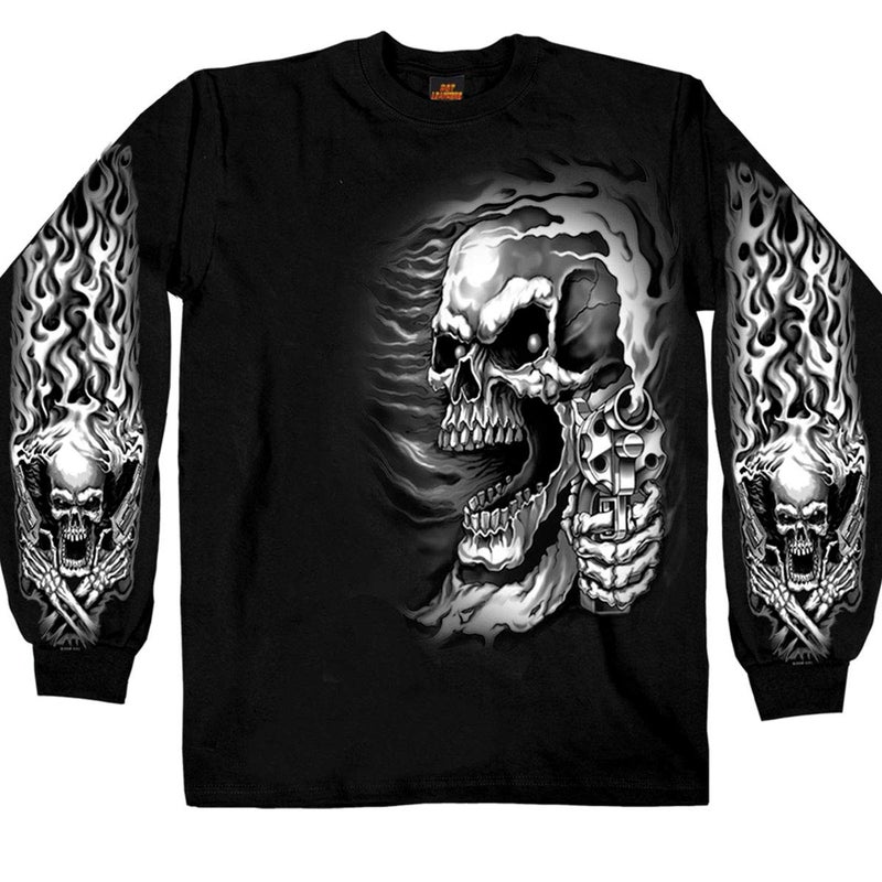 Hot Leathers mens Motorcycle GMD2076 Men s Assassin Black Long Sleeve Shirt, Black, XX-Large US - Image 1